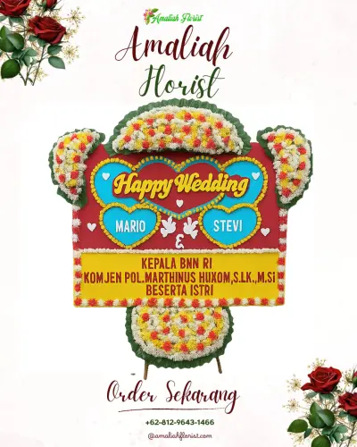 Karangan Papan Bunga Pernikahan di Hantara